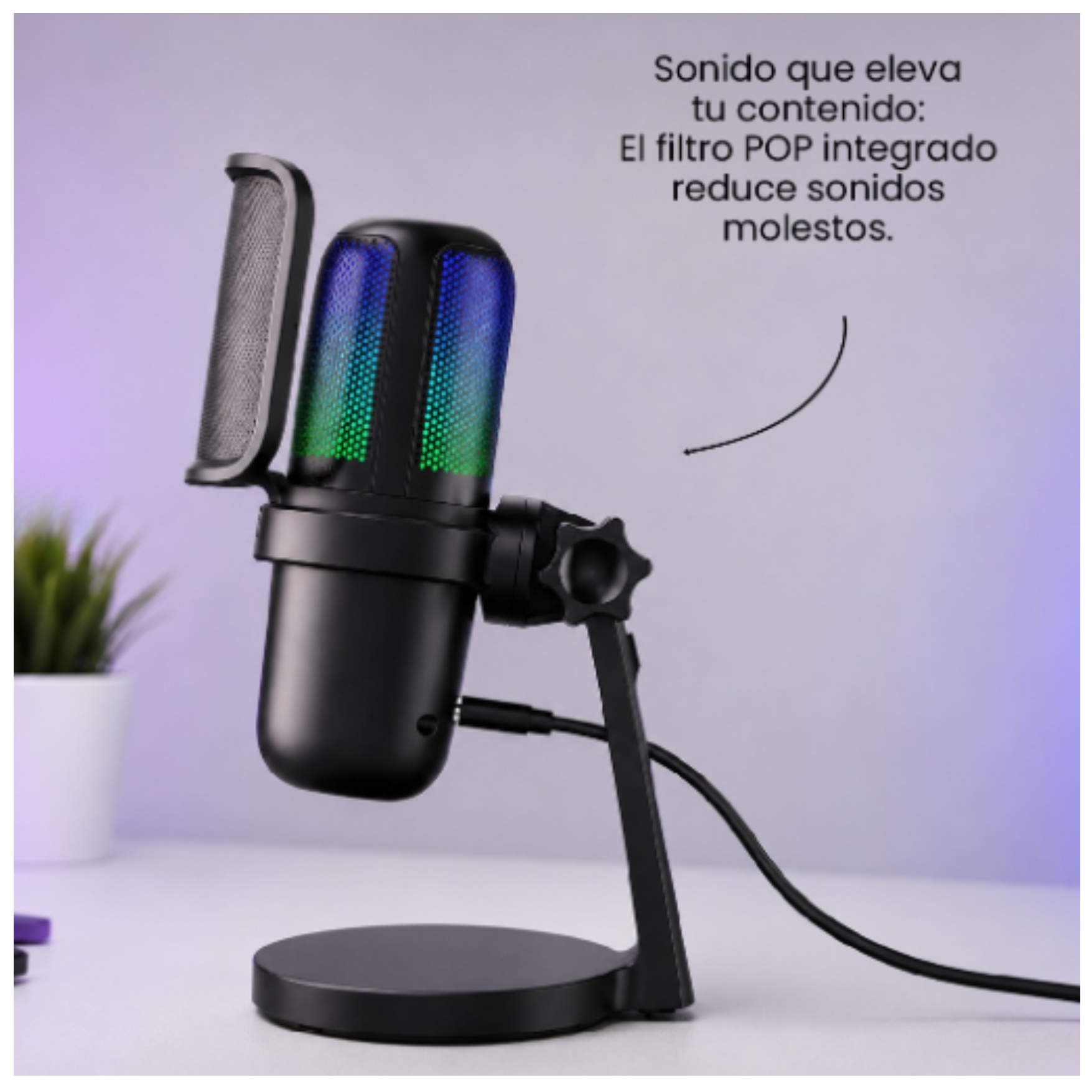 MICROFONO GAMER RGB KUZLER STRIX PRO PARA LAPTOP PC LIVE STREAMING - 4