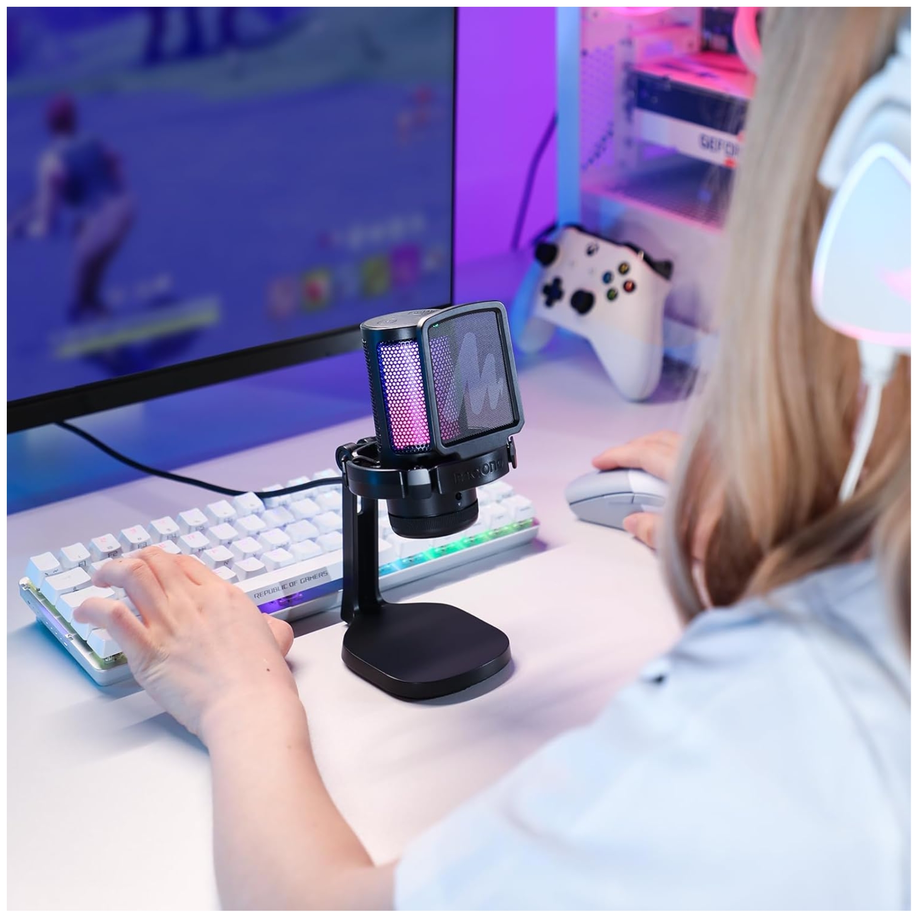 MICROFONO MAONO GAMER RGB CON CANCELACIÓN DE RUIDO Y MONITOREO PARA STREAM, PODCAST PC CELULAR - 7
