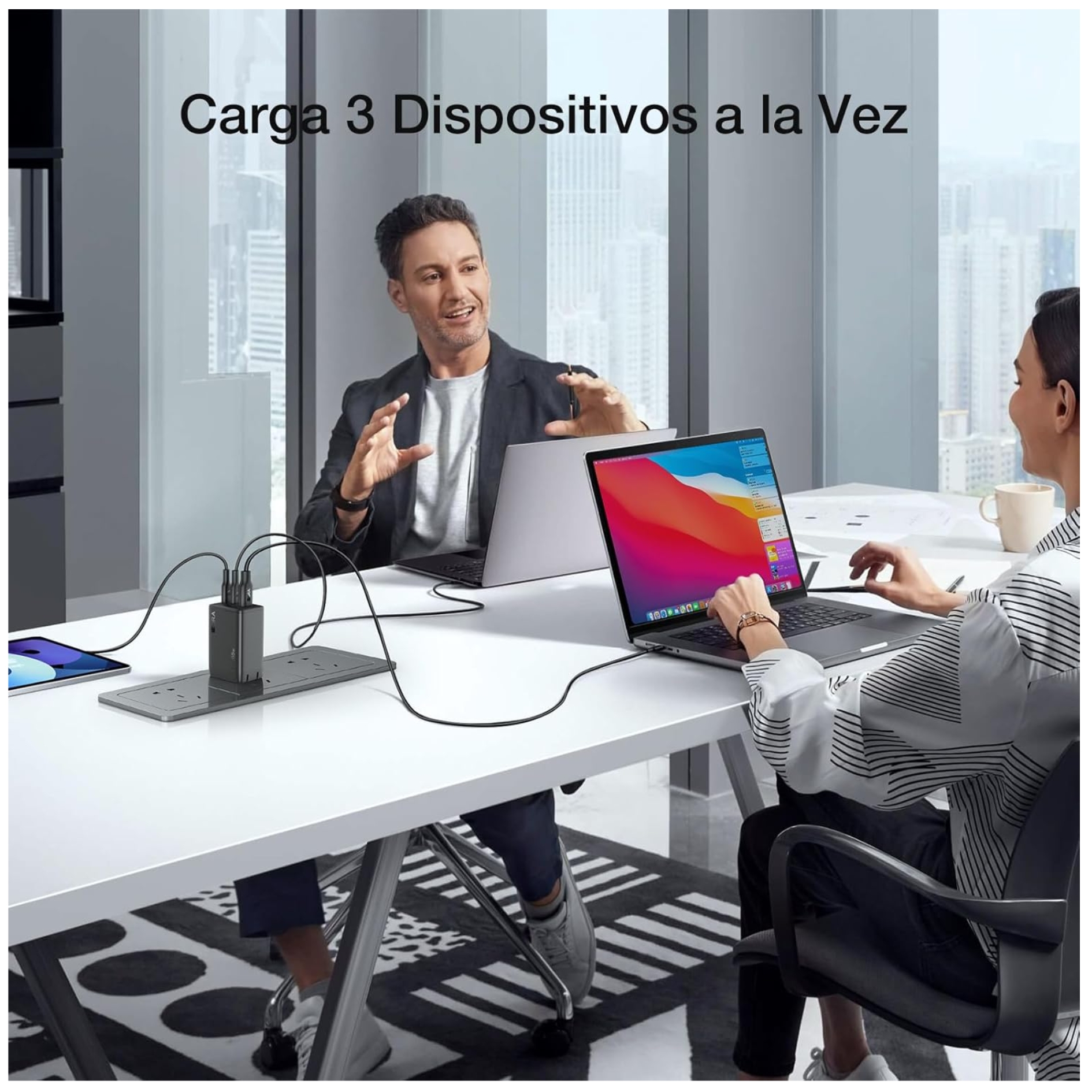 CARGADOR CARGA RAPIDA GAN 65W 1HORA + CABLE TYPE C PARA MACBOOK  SAMSUNG HONOR OPPO IPHONE XIOAMI - 7