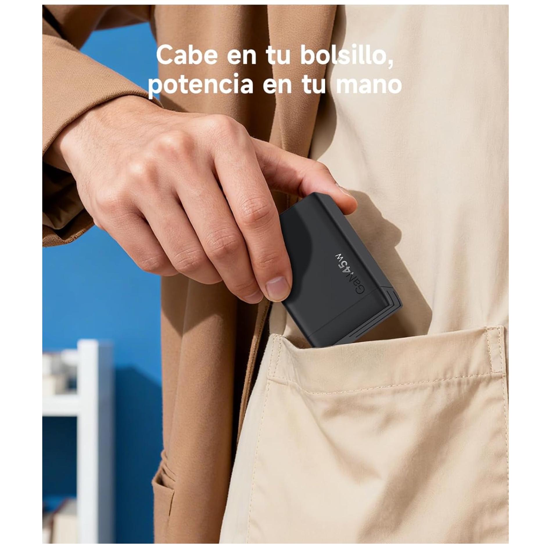 CARGADOR CARGA RAPIDA GAN 45W 1HORA + CABLE TYPE C PARA SAMSUNG HONOR OPPO IPHONE XIOAMI - 5