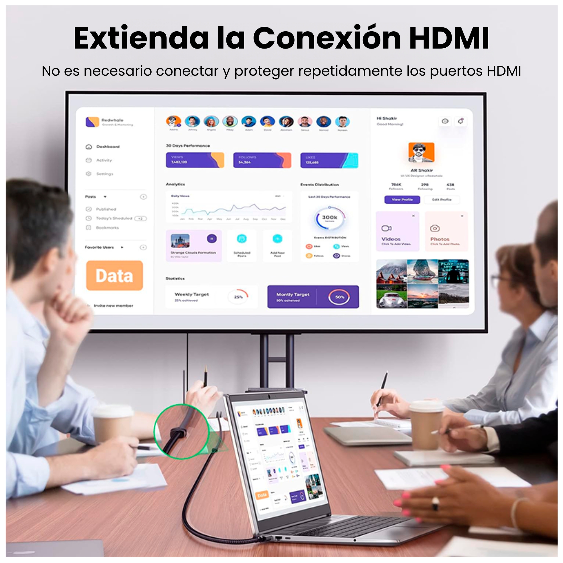 CABLE EXTENSION HDMI UGREEN 8K 2.1 48GBPS HDR 1 METRO 60HZ NYLON  TRENZADO - 4