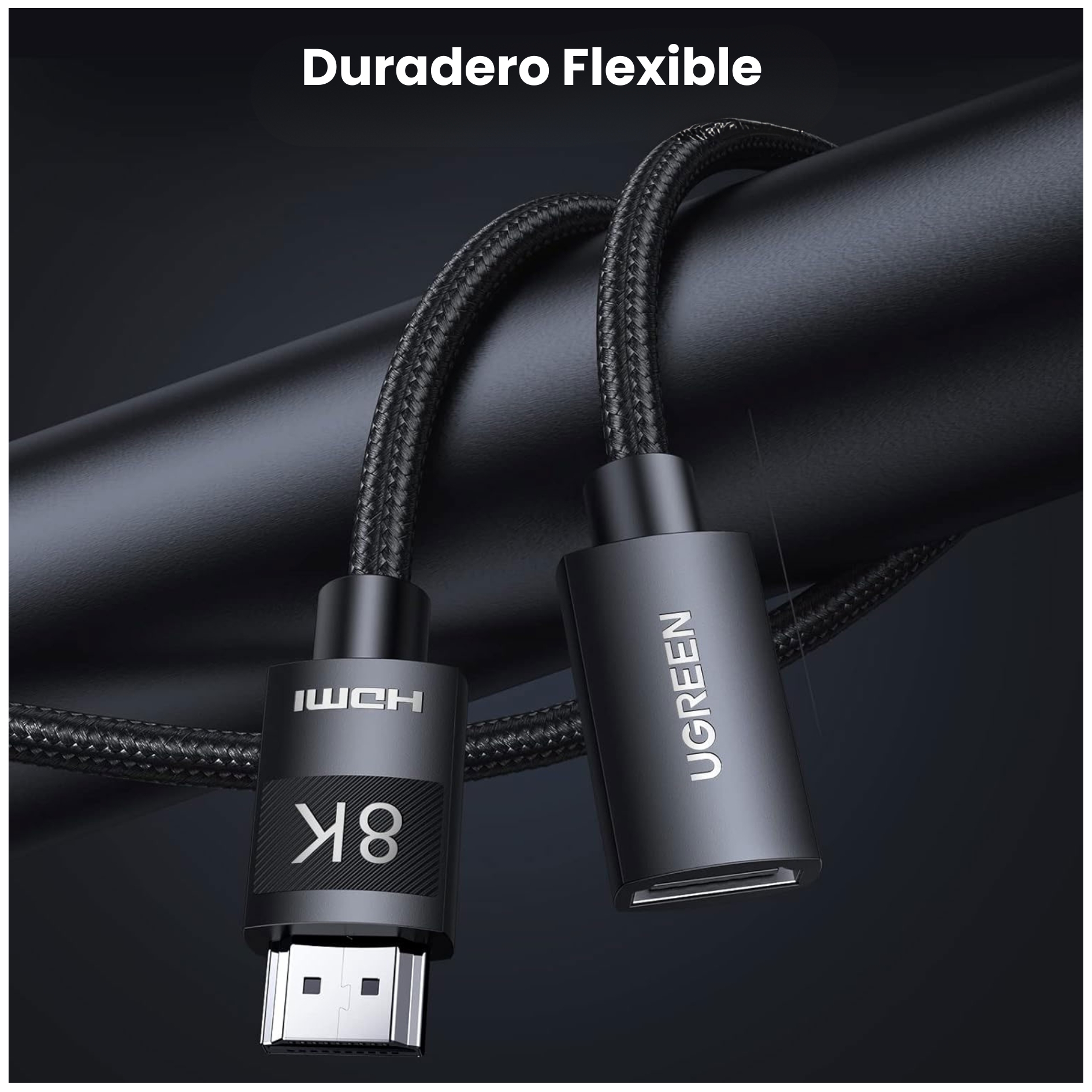 CABLE EXTENSION HDMI UGREEN 8K 2.1 48GBPS HDR 1 METRO 60HZ NYLON  TRENZADO - 7