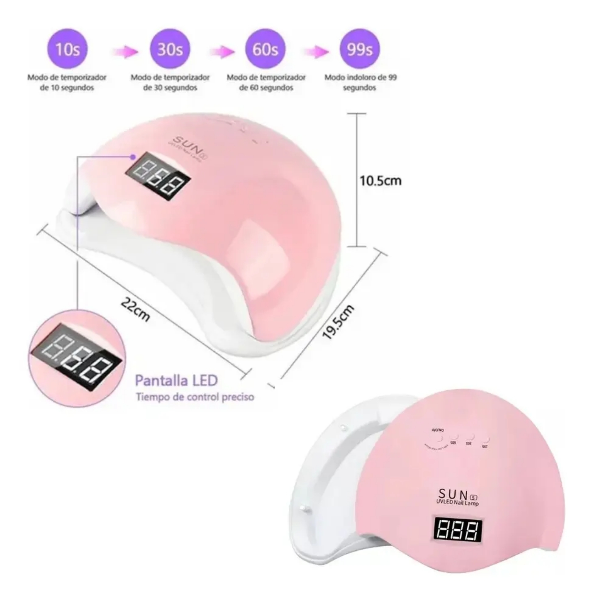 LAMPARA UÑAS UV LED 48W SECADORA ESMALTE PERMANENTE UÑAS - 4