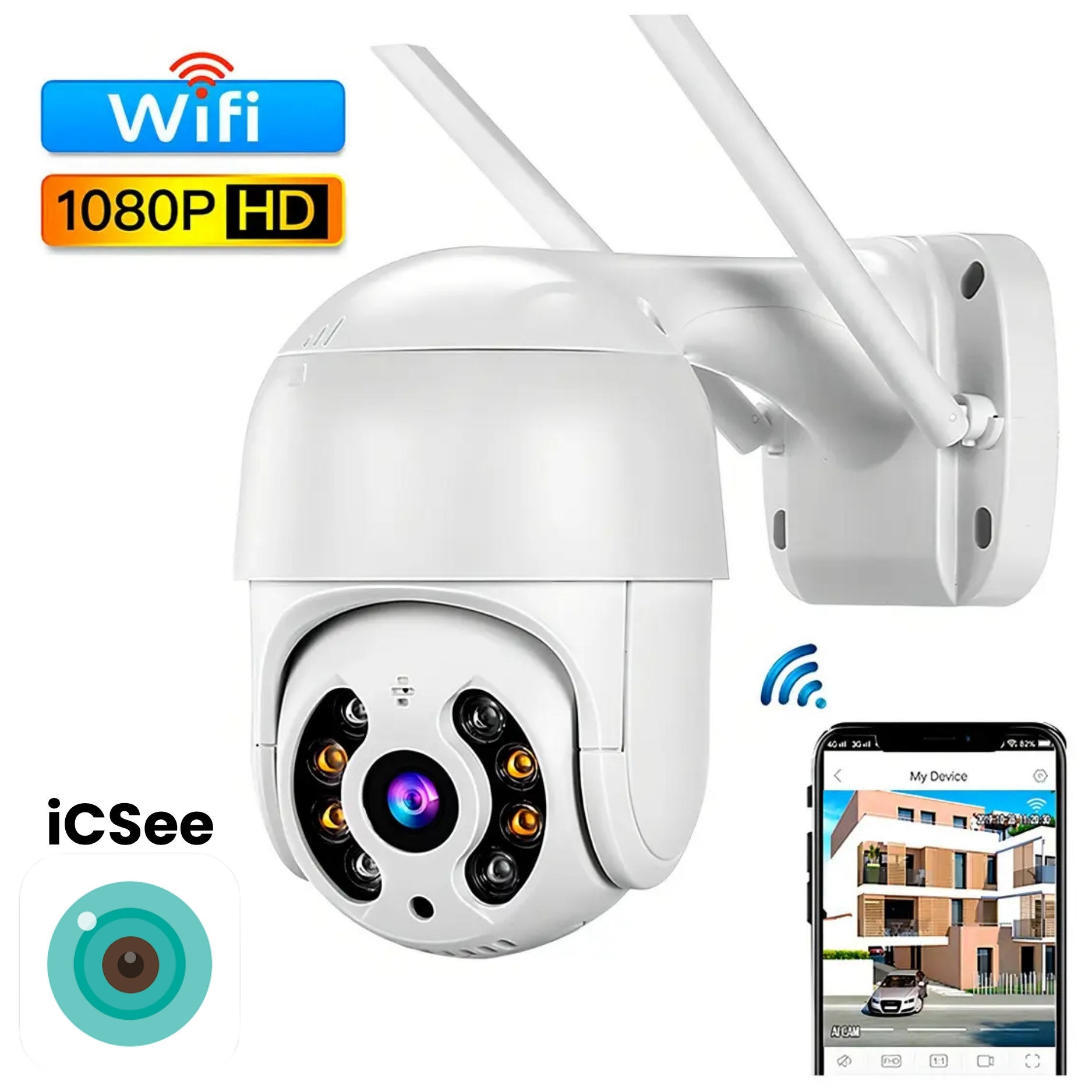 CAMARA DE SEGURIDAD VIGILANCIA PTZ IP WIFI FULL HD MONITORIA DESDE CELULAR - 1