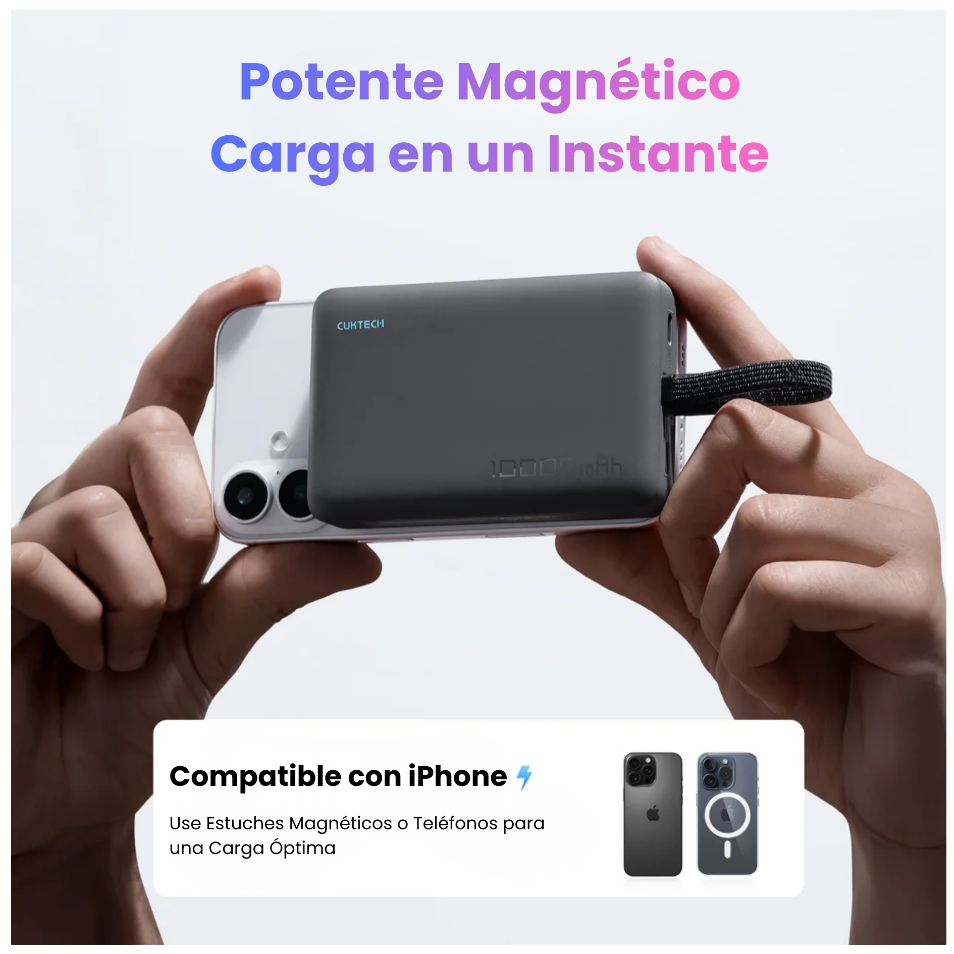 POWER BANK MAGNÉTICO CUKTECH 10000MAH CABLE INCORPORADO WPB100L 7,5 W CARGA INALÁMBRICA - 4