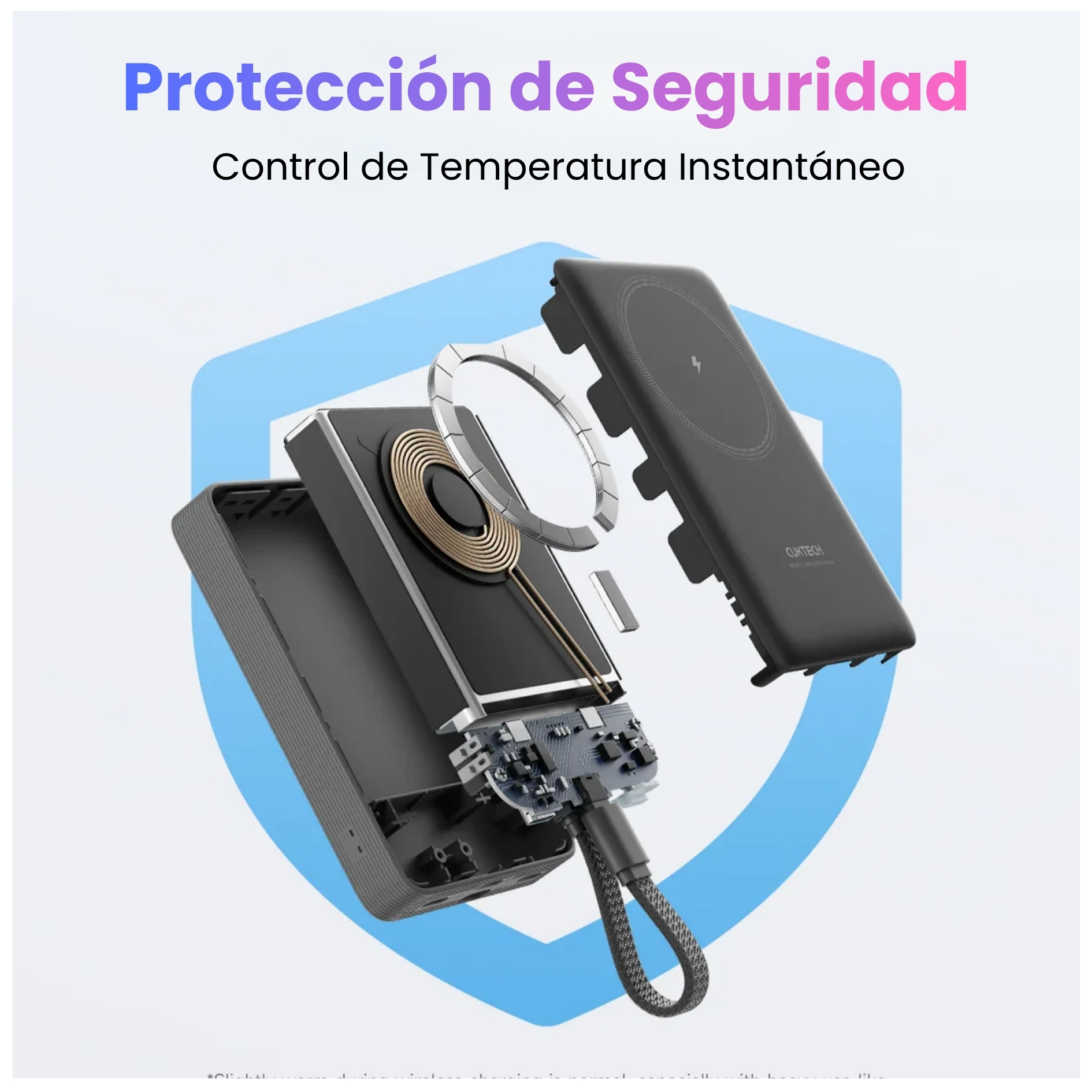 POWER BANK MAGNÉTICO CUKTECH 10000MAH CABLE INCORPORADO WPB100L 7,5 W CARGA INALÁMBRICA - 7