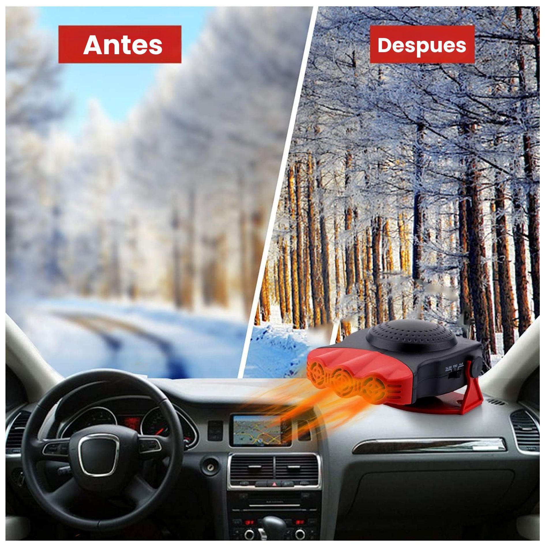 CALEFACTOR PORTÁTIL PARA AUTO 12V 200W DESEMPAÑADOR VIAJES CALEFACCIÓN RÁPIDA - 3