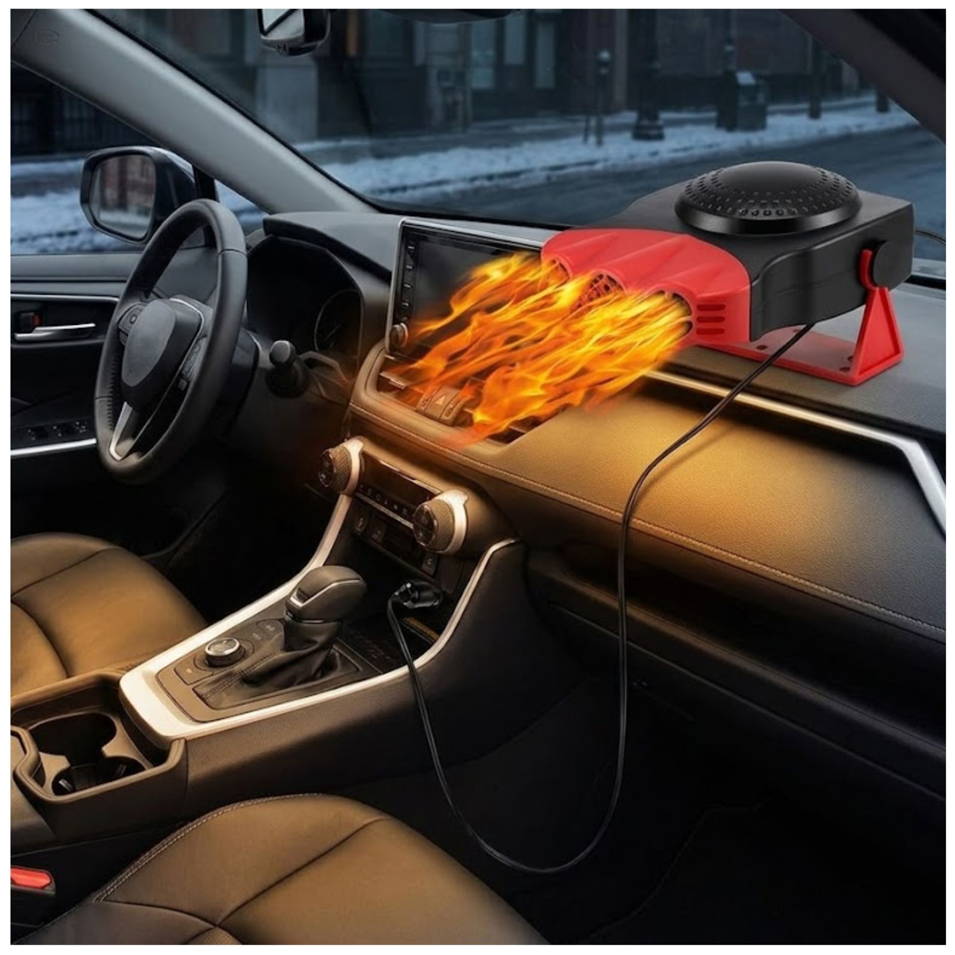 CALEFACTOR PORTÁTIL PARA AUTO 12V 200W DESEMPAÑADOR VIAJES CALEFACCIÓN RÁPIDA - 6
