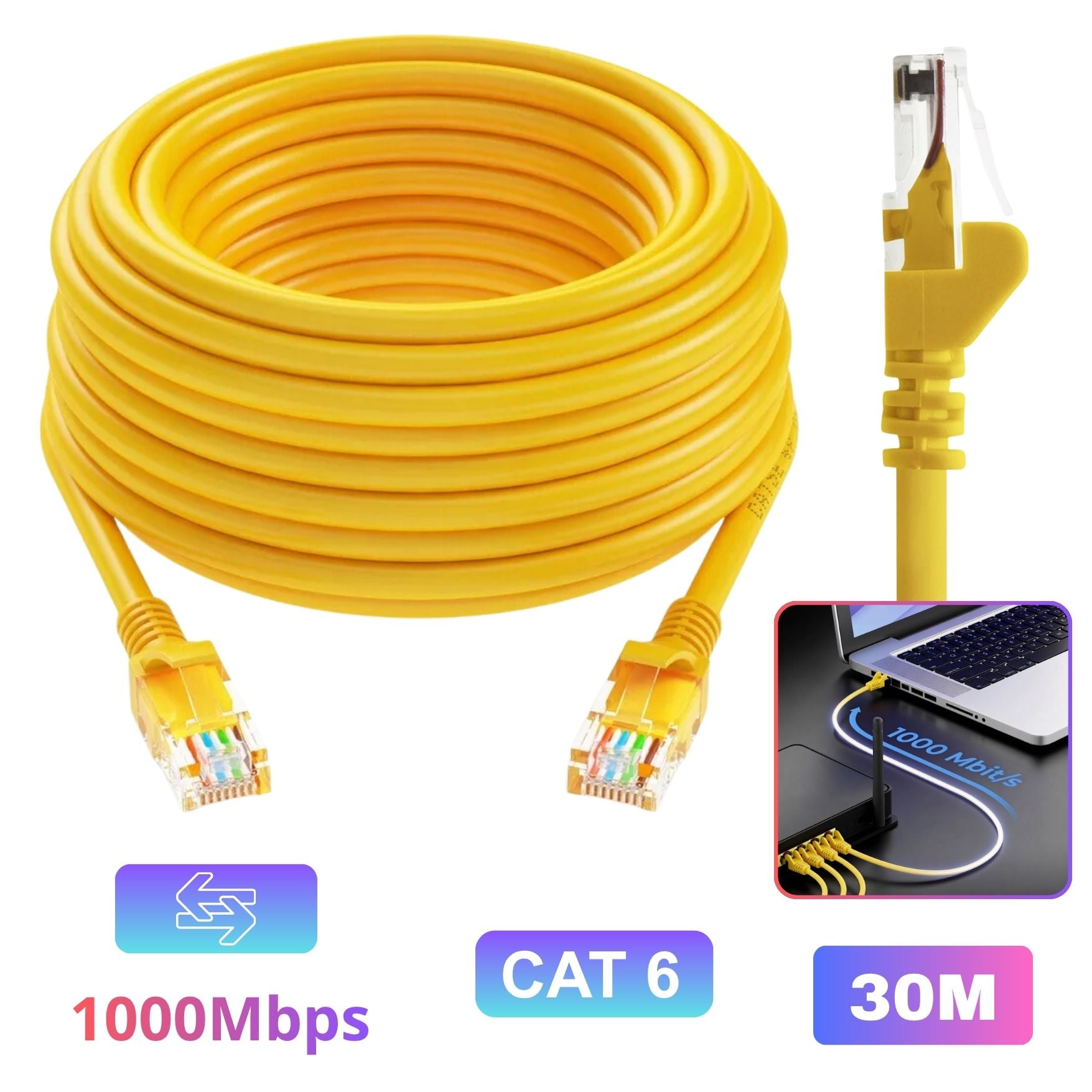 CABLE DE RED CAT6 ETHERNET UTP RJ45 30 METROS ALTA VELOCIDAD - 1