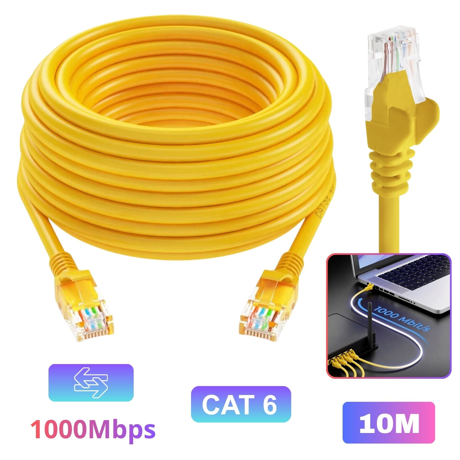 CABLE DE RED CAT6 ETHERNET UTP RJ45 10 METROS ALTA VELOCIDAD - 1