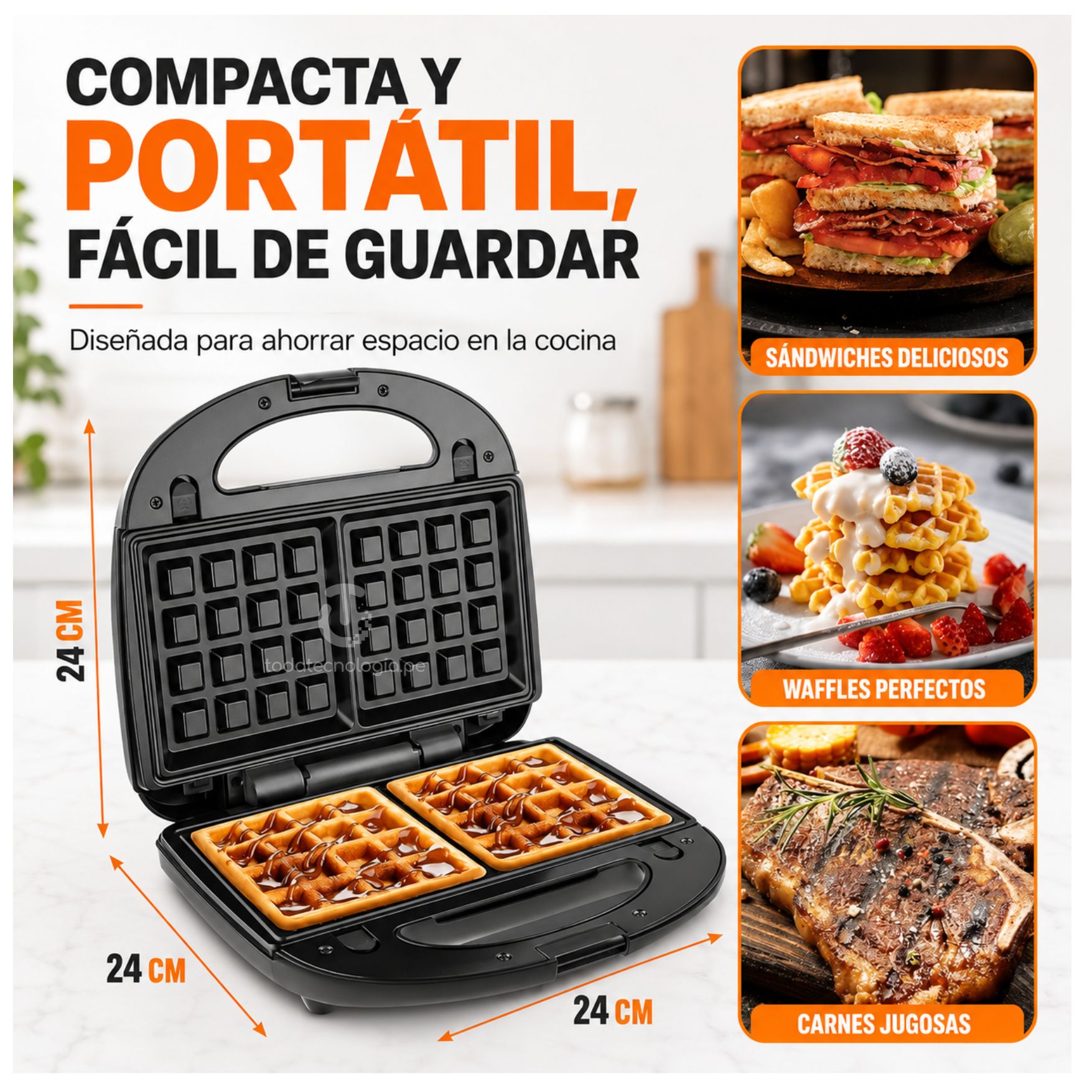 SANDWICHERA WAFLERA DONUTS DONAS PARRILLA MULTIFUNCIONAL 6 EN 1 RAF CON PLACAS INTERCAMBIABLES - 6