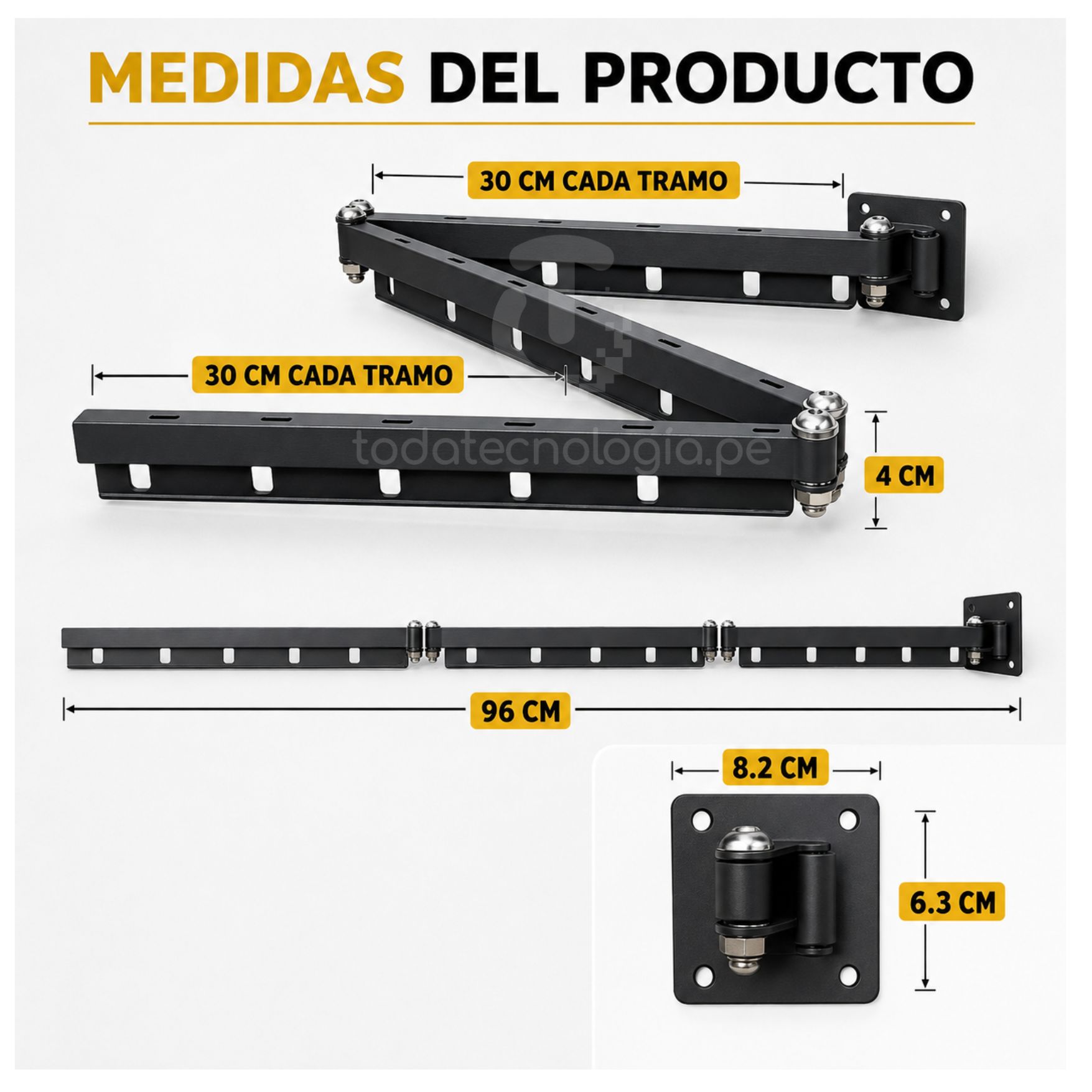 TENDEDERO DE ROPA PLEGABLE DE METAL PARA PARED 96 CM PARA LAVANDERIA EXTENSIBLE MODERNO - 6