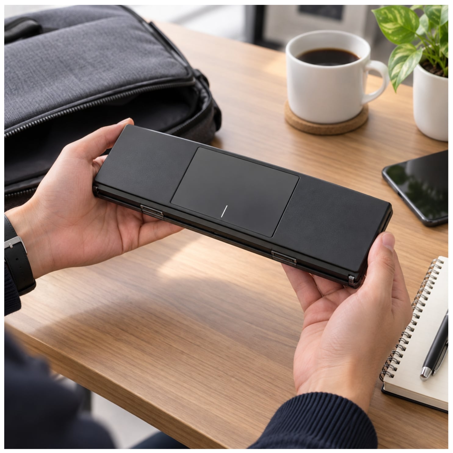 TECLADO INALAMBRICO BLUETOOTH PLEGABLE RECARGABLE PORTATIL  + ESTUCHE PARA TABLET IPAD CELULAR - 5