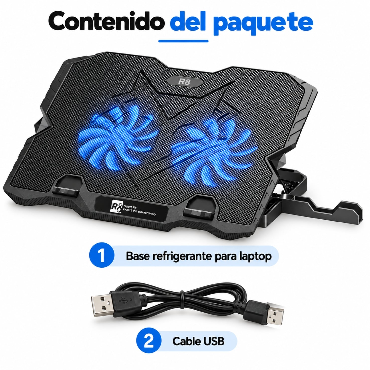 SOPORTE PARA LAPTOP, BASE ENFRIADOR CON VENTILADOR DE LAPTOP MACBOOK GAMER HASTA 16 PULGADAS - 7