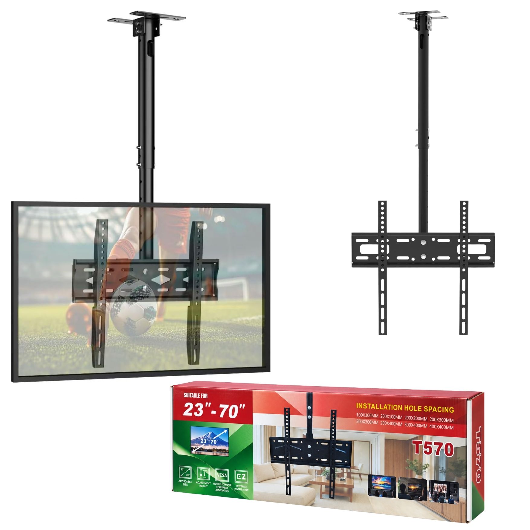 RACK PARA TELEVISOR TV LCD LED PARA TECHO RACK METAL SOPORTE TELEVISOR 23 A 70 PULGADAS - 2