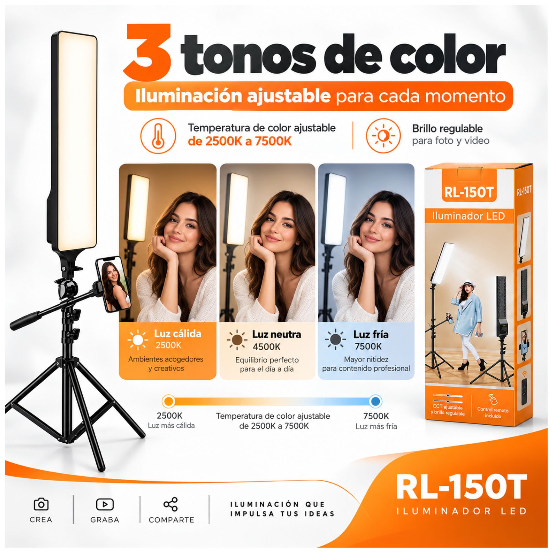 KIT FOTOGRAFIA PANEL LUZ LED CON TRIPODE SOPORTE HOLDER CELULAR + CONTROL REMOTO PARA ESTUDIO VIDEO - 2