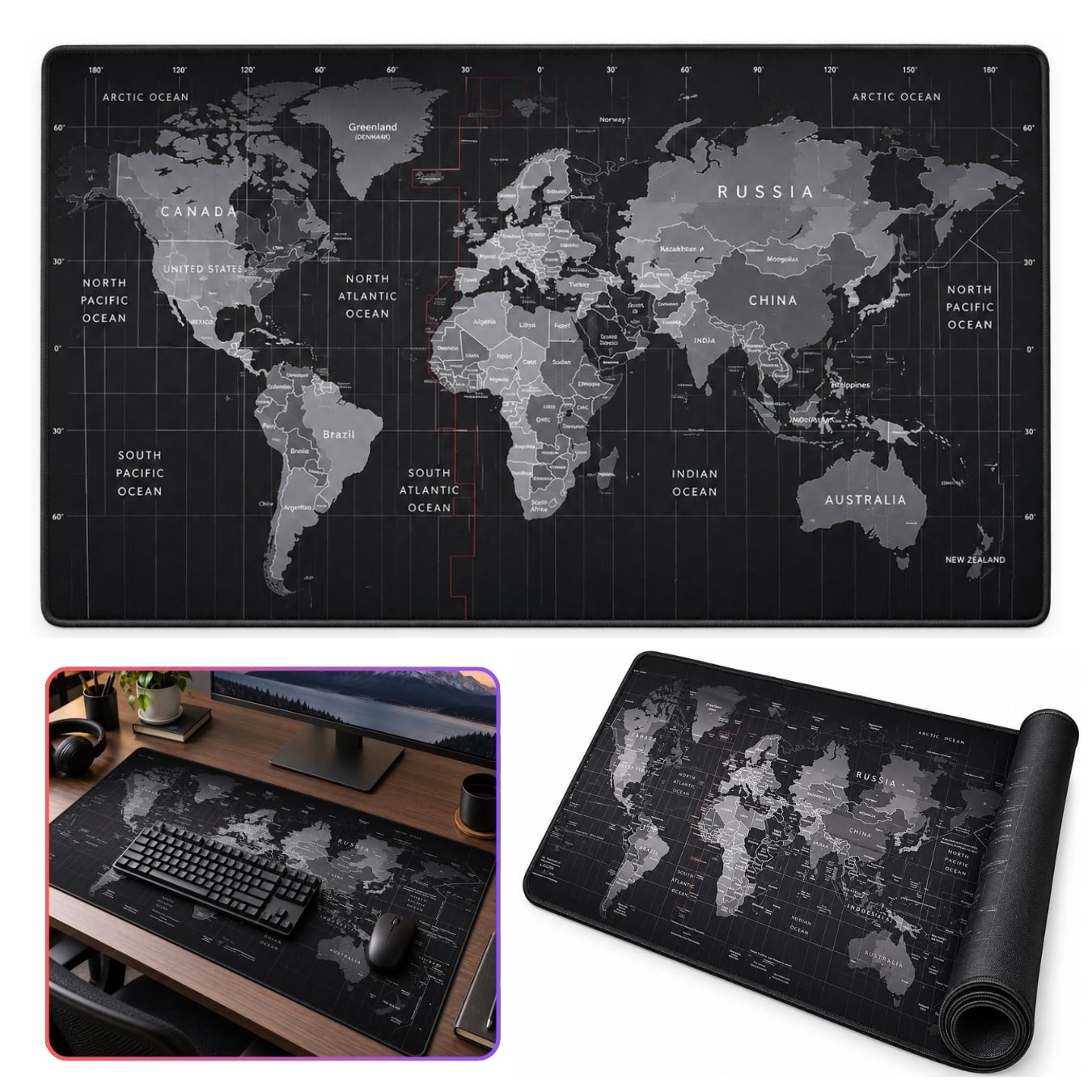 PAD MOUSE GAMER XXL 90×40 CM PARA TECLADO MOUSE ALFOMBRILLA ANTIDESLIZANTE GAMING MAPAMUNDI - 2