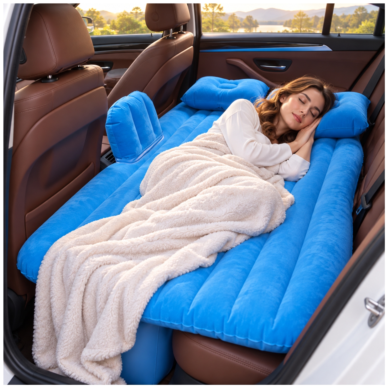 COLCHÓN CAMA INFLABLE AUTOMÓVIL PARA ASIENTO TRASERO CON BOMBA DE PVC CON ALMOHADAS PORTATIL - 6
