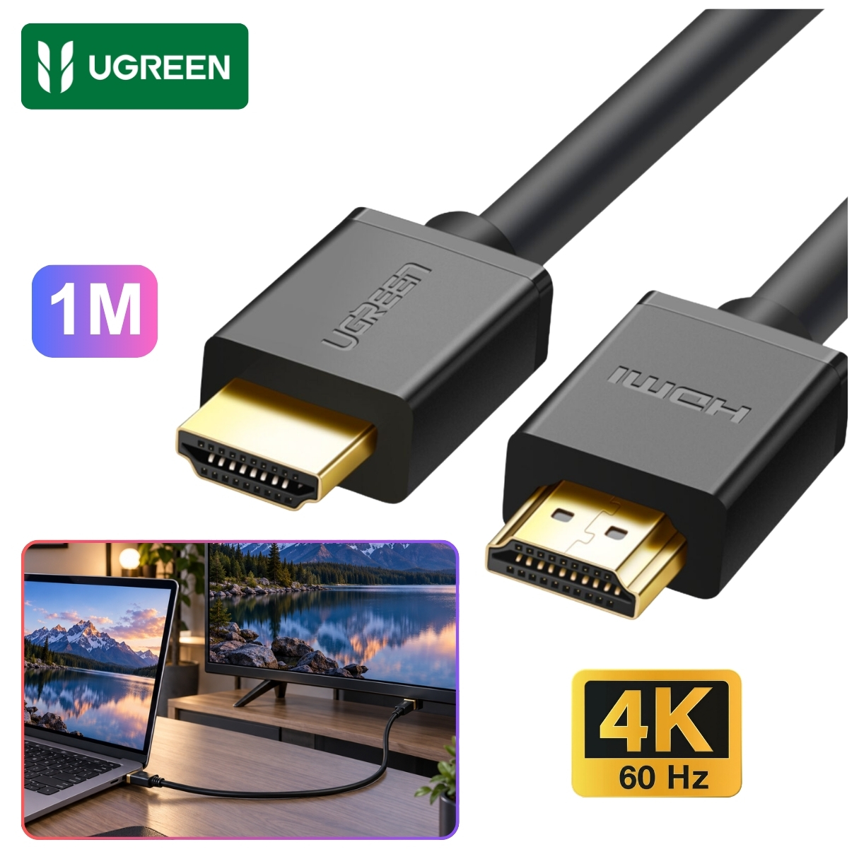 CABLE HDMI 2.0 UGREEN 4K 60HZ DE 1 METRO ULTRA HD HD10106 - 1