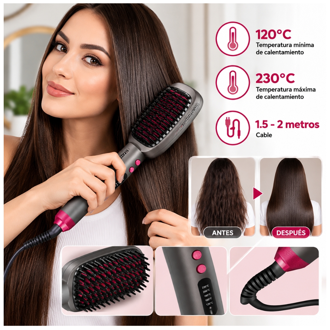 PEINE ALISADOR ROZIA PLANCHA SECADORA DE CABELLO CEPILLO CERÁMICO - 3