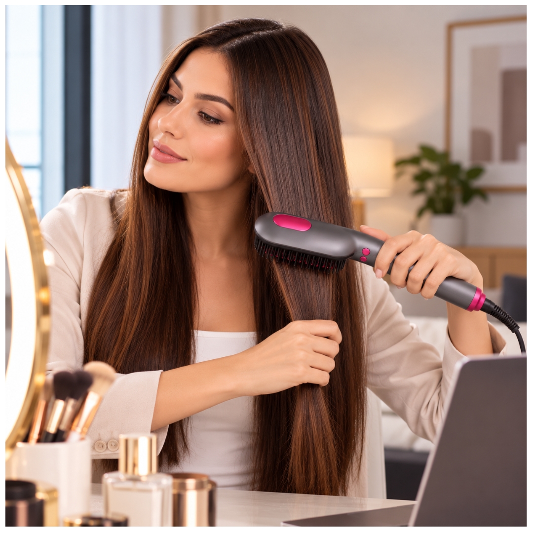 PEINE ALISADOR ROZIA PLANCHA SECADORA DE CABELLO CEPILLO CERÁMICO - 7