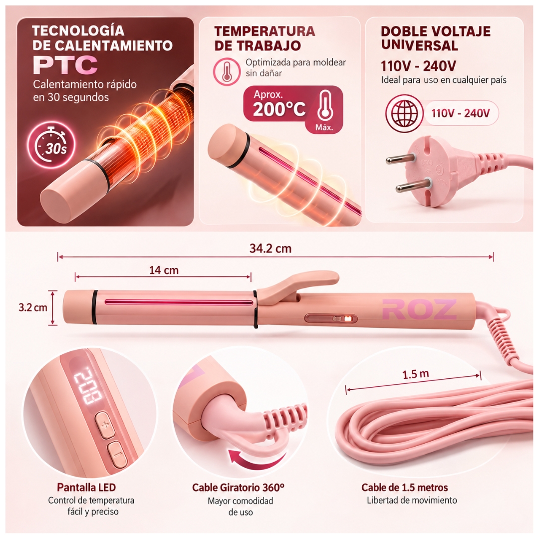 RIZADOR ONDULADOR DE CABELLO ROZIA ONDAS PERFECTAS EN MINUTOS PROFESIONAL HR812 - 4