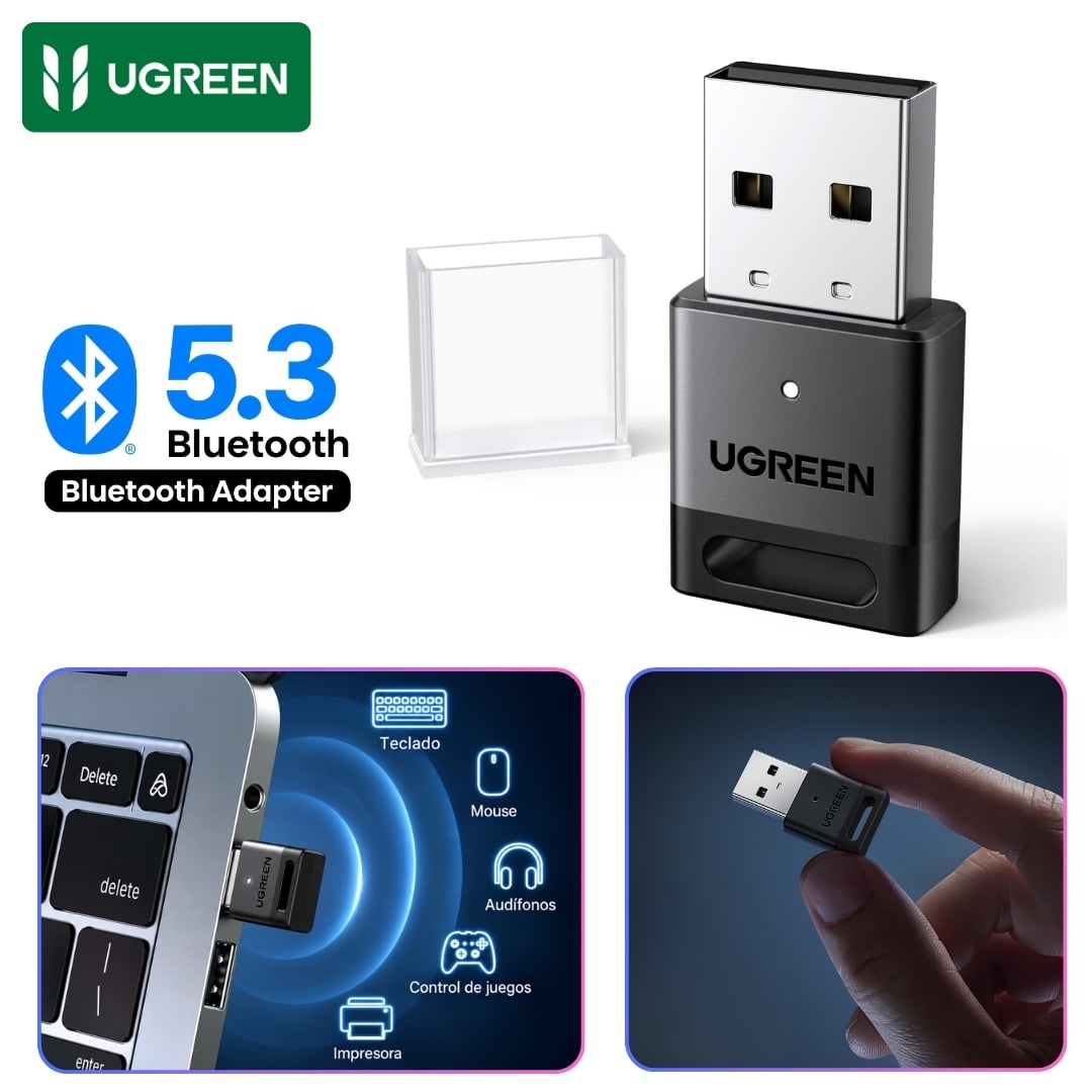ADAPTADOR BLUETOOTH UGREEN TRASMISOR BLUETOOTH 5.3 PARA PARLANTE DE PC,MOUSE TECLADO, RECEPTOR DE AUDIO Y MÚSICA - 1