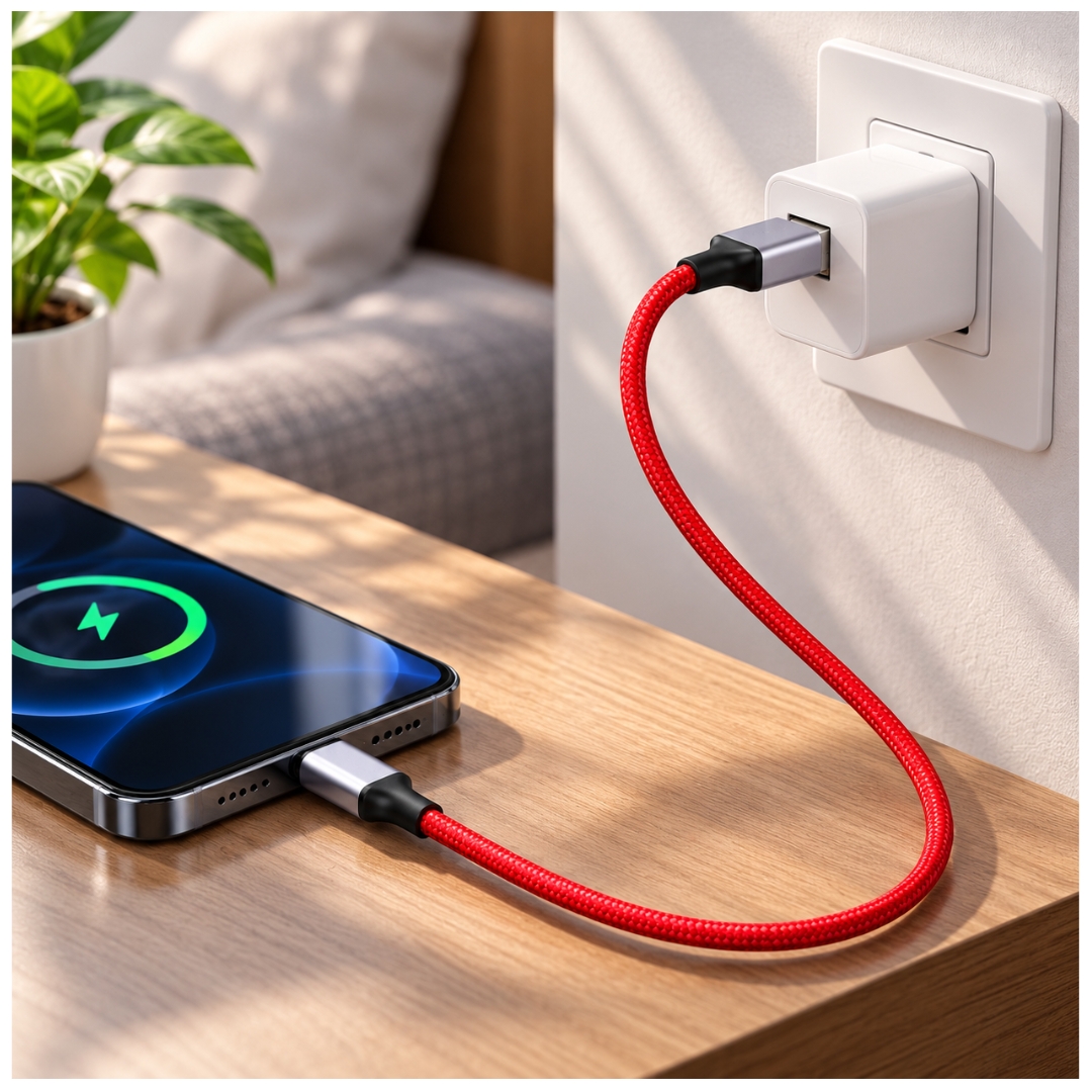 CABLE USB-A A TIPO-C UGREEN 6A CARGA RÁPIDA 480MBPS TRENZADO ROJO 1 METRO - 6