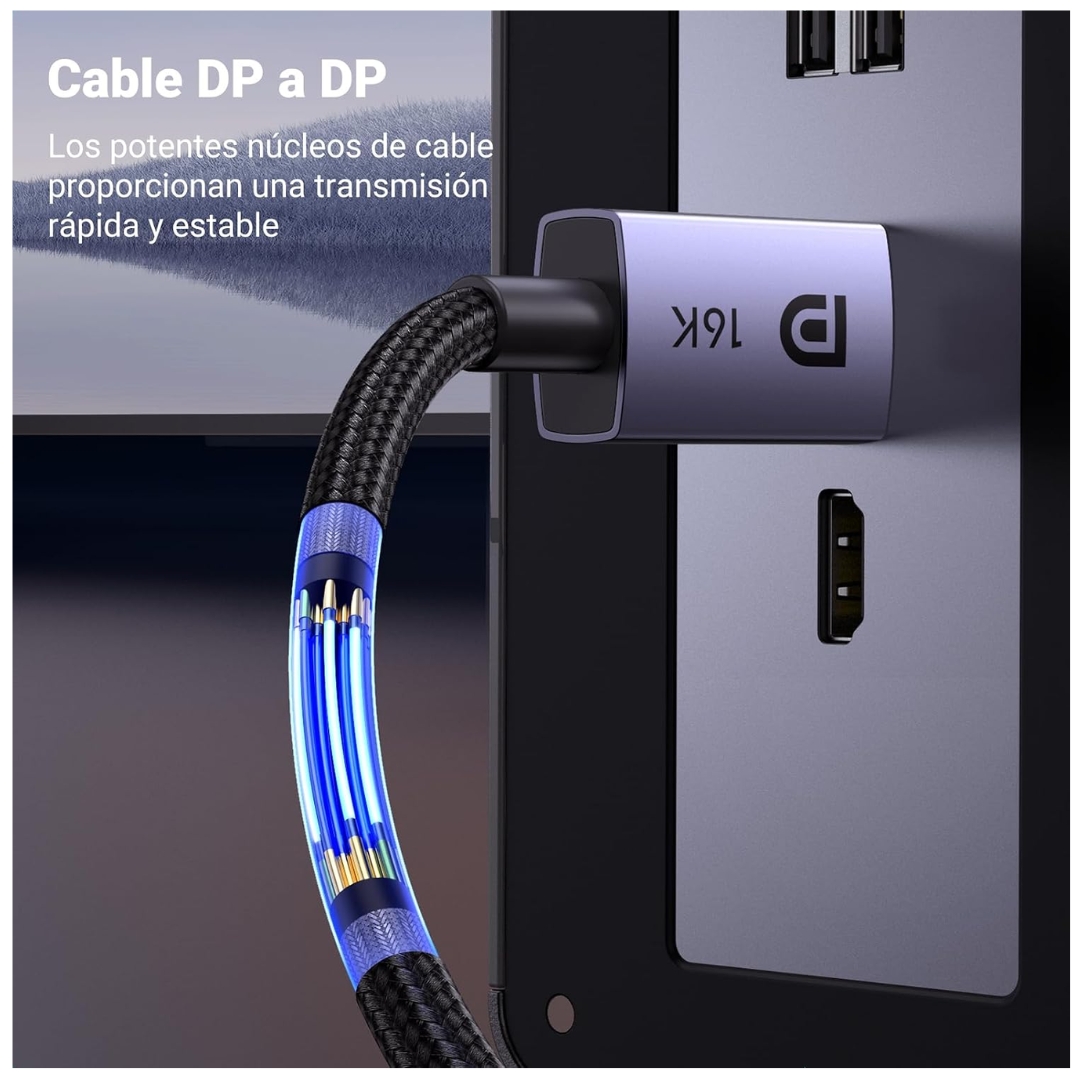 CABLE DISPLAYPORT UGREEN SOPORTA 16K@30HZ 54 GBPS 5 METROS DP118 - 45630 - 6