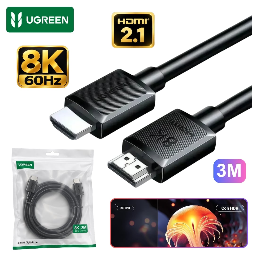 CABLE HDMI 2.1 UGREEN ULTRA HD 8K 60HZ 48GBPS 3 METROS HD175 - 4543 - 1