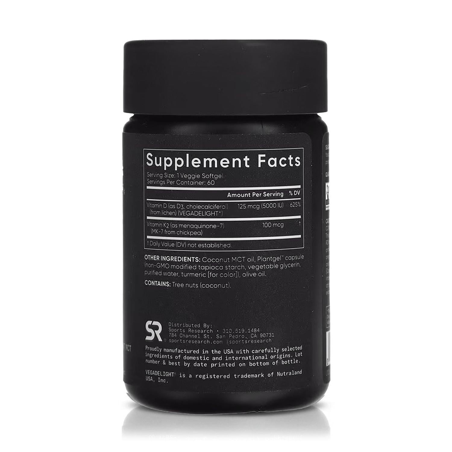VITAMINA D3 + K2 125 MCG/100 MCG (60 SOFTGELS) - SPORTS RESEARCH - 2