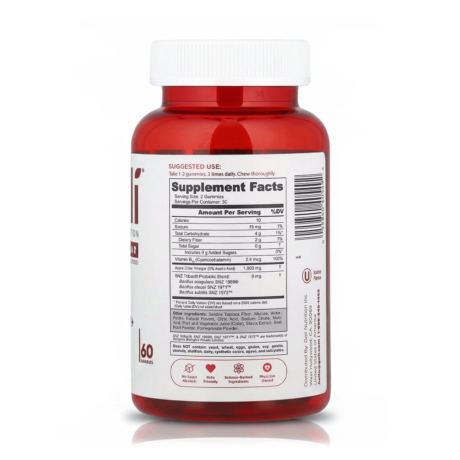 VINAGRE DE MANZANA 1000 MG SIN AZÚCAR (60 GOMITAS) - GOLI NUTRITION - 2