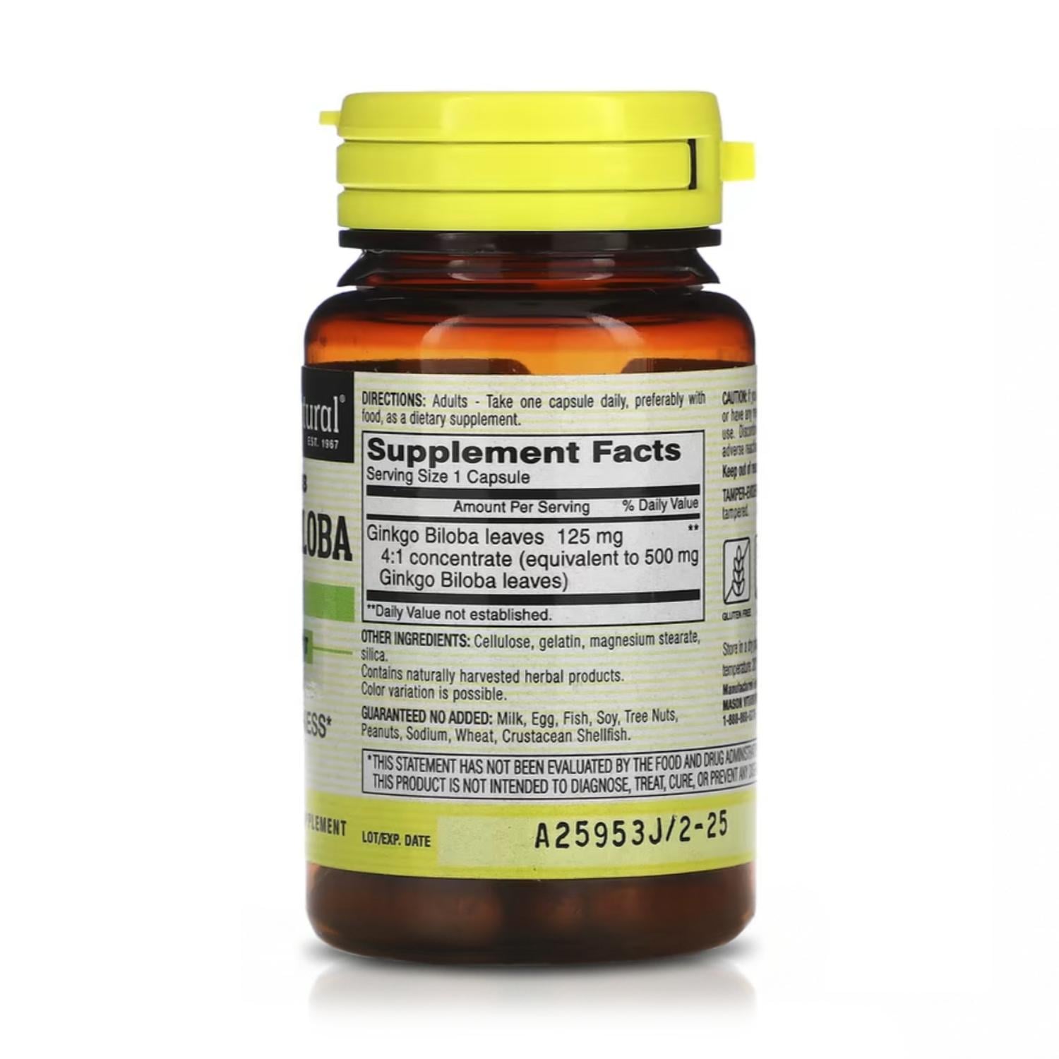 GINKGO BILOBA HIERBA ENTERA 125MG (60 CÁPSULAS) – MASON NATURAL - 2