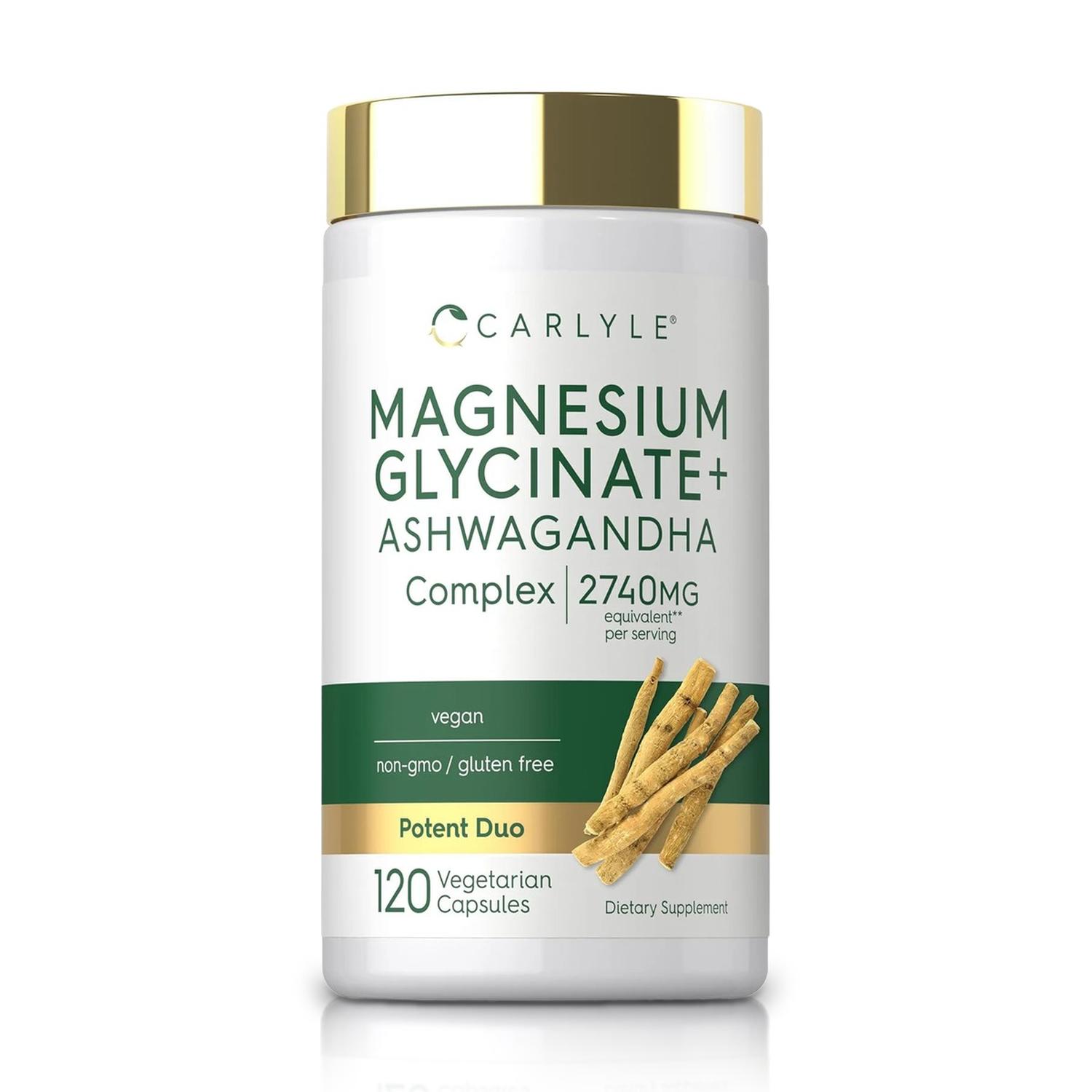GLICINATO DE MAGNESIO 150 MG + ASHWAGANDHA 1500 MG (120 CÁPSULAS) - CARLYLE - 1