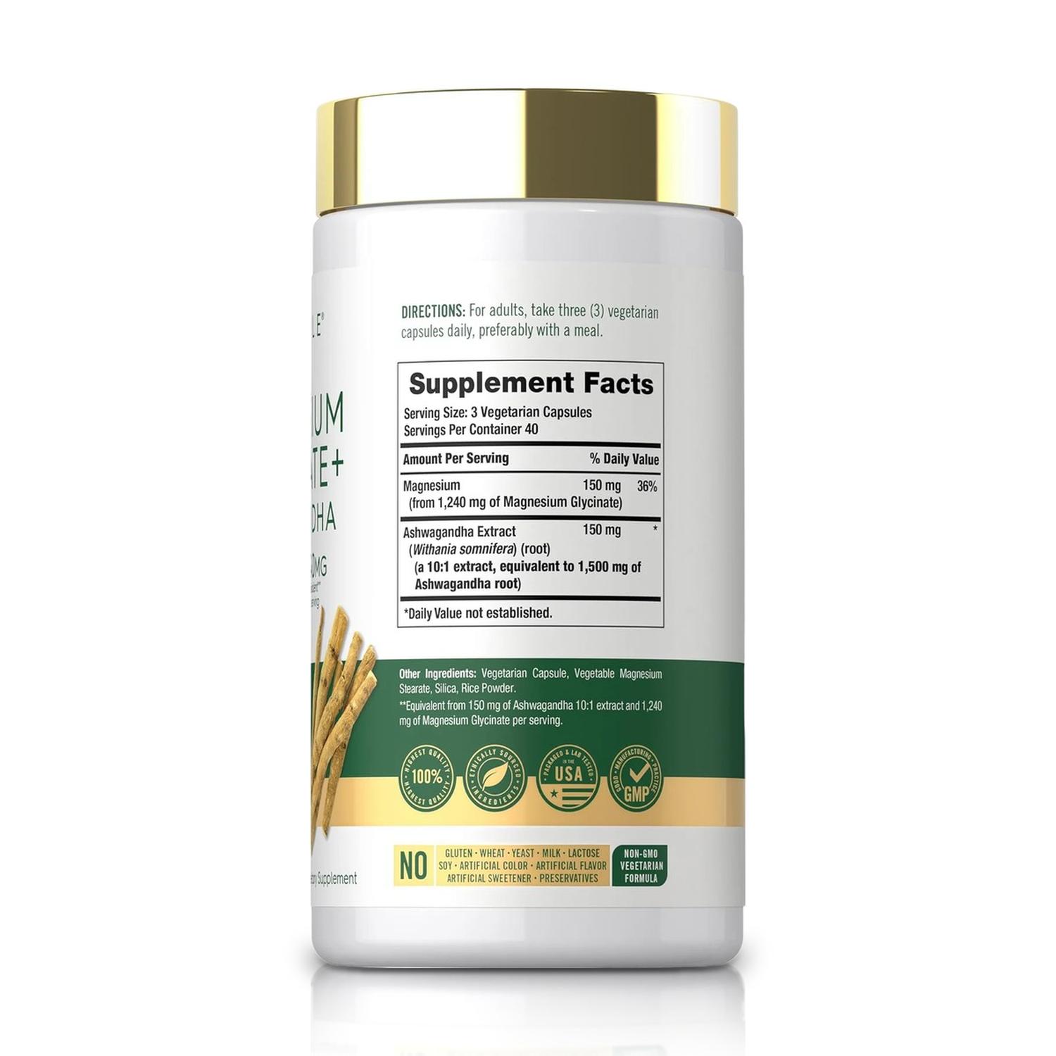 GLICINATO DE MAGNESIO 150 MG + ASHWAGANDHA 1500 MG (120 CÁPSULAS) - CARLYLE - 2