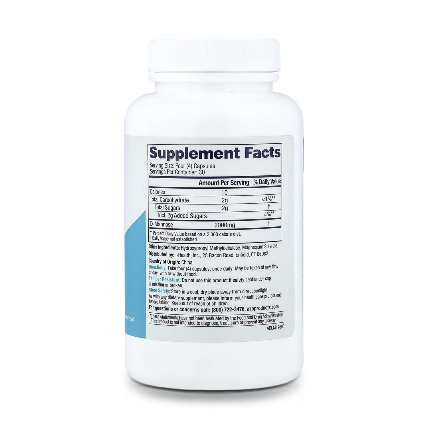 D-MANNOSE 2000 MG (120 CÁPSULAS) - AZO - 2