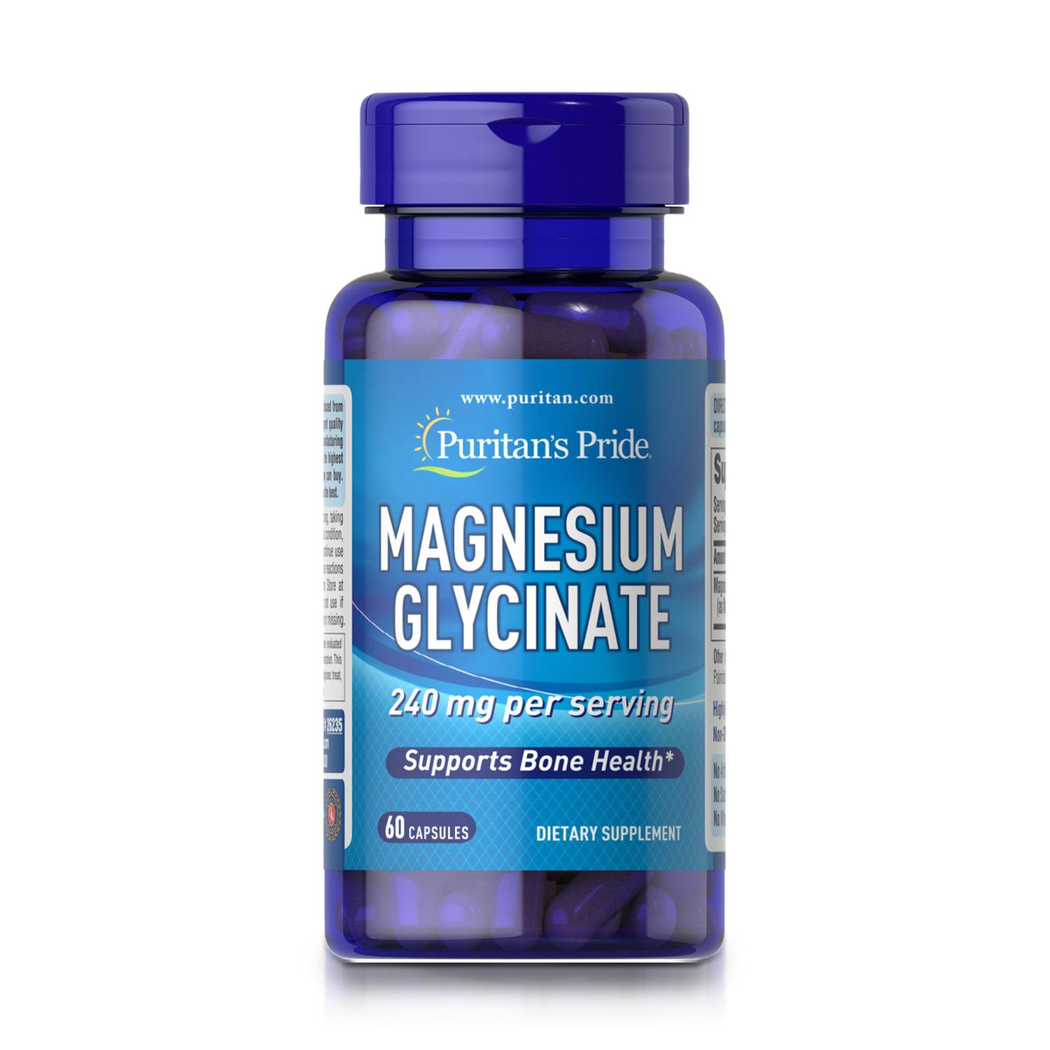 GLICINATO DE MAGNESIO 240 MG (60 CÁPSULAS) - PURITAN'S PRIDE - 1