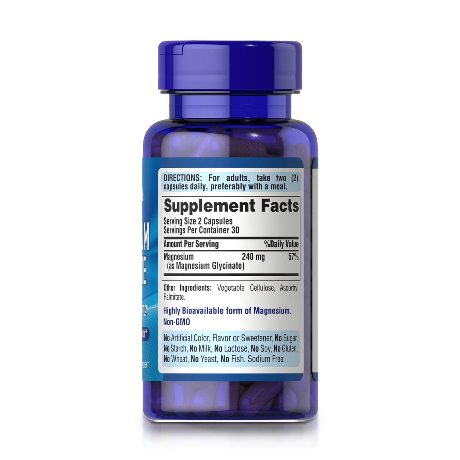 GLICINATO DE MAGNESIO 240 MG (60 CÁPSULAS) - PURITAN'S PRIDE - 2