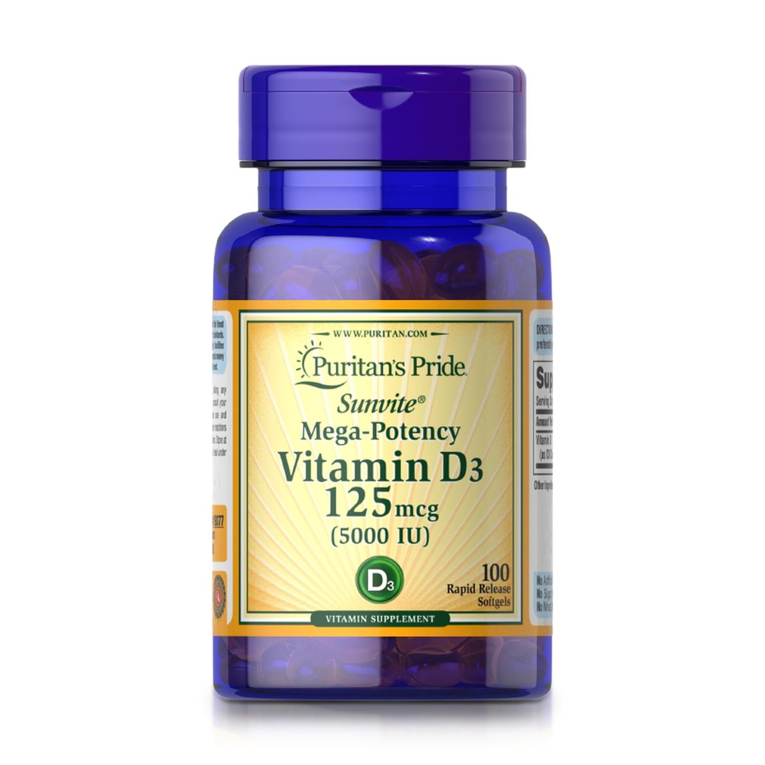 VITAMINA D3 5000 IU (100 SOFTGELS) - PURITAN'S PRIDE - 1