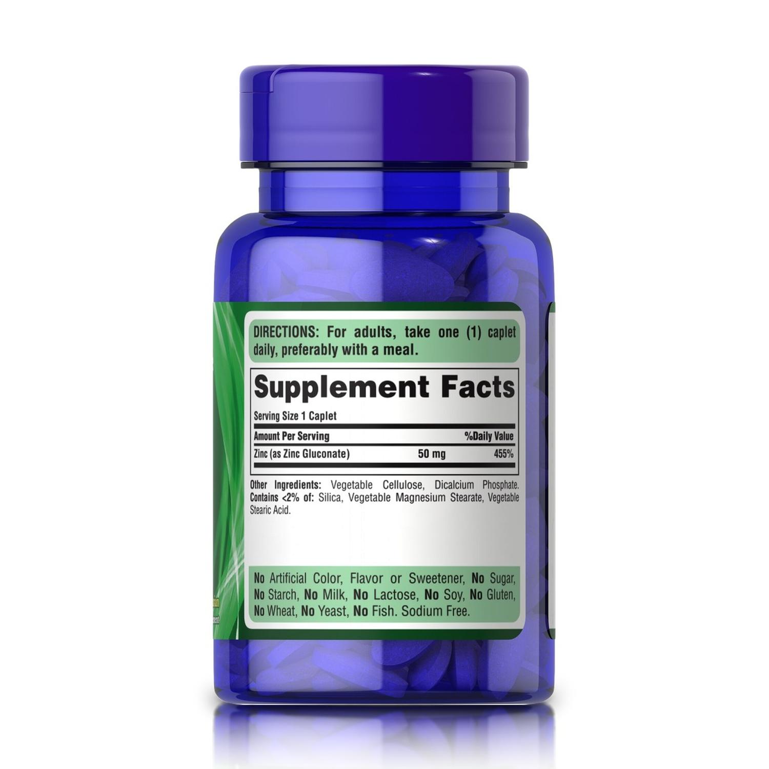 GLUCONATO DE ZINC 50 MG (100 TABLETAS) - PURITAN'S PRIDE - 2