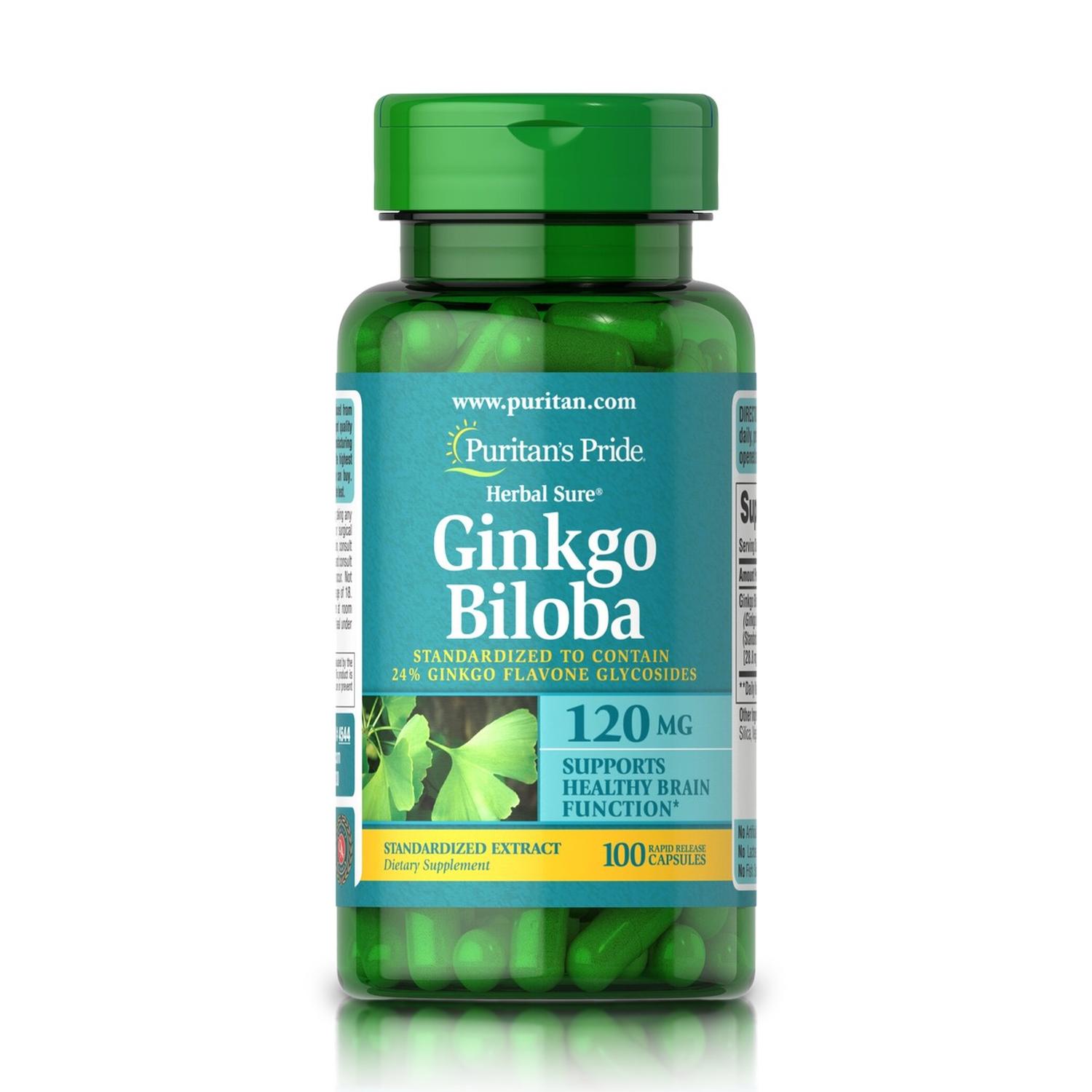 GINKGO BILOBA EXTRACTO ESTANDARIZADO 120 MG (100 CÁPSULAS) - PURITAN'S PRIDE - 1