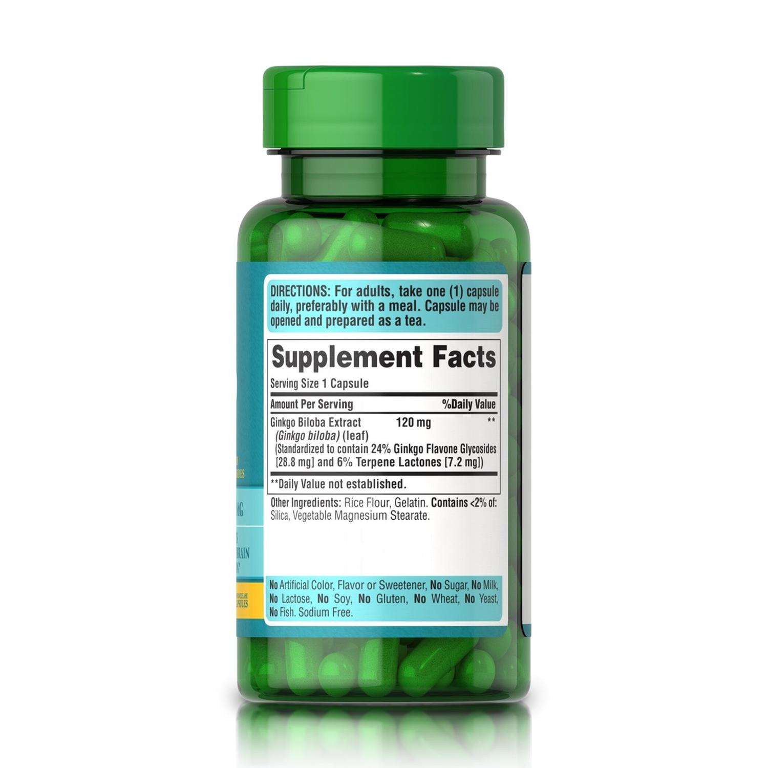 GINKGO BILOBA EXTRACTO ESTANDARIZADO 120 MG (100 CÁPSULAS) - PURITAN'S PRIDE - 2