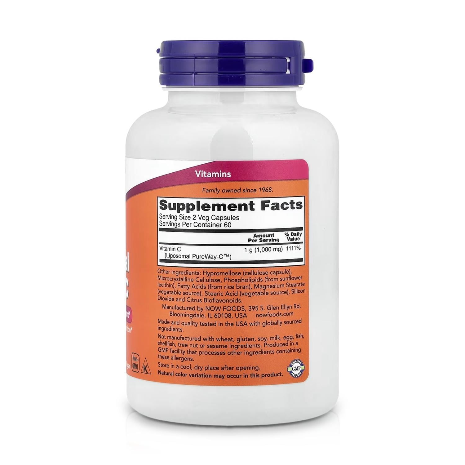 VITAMINA C LIPOSOMAL 1000 MG (120 CÁPSULAS) - NOW FOODS - 2