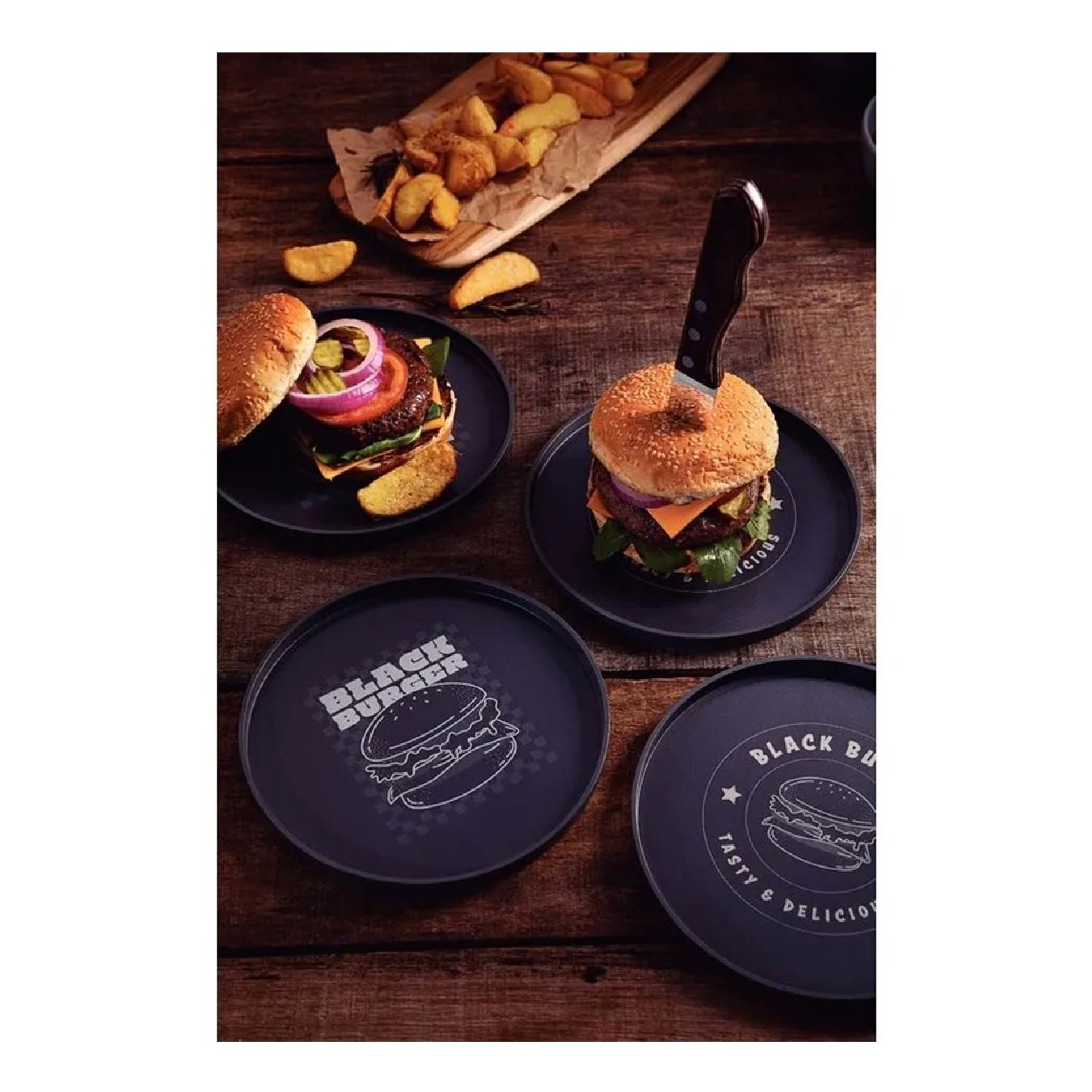 PLATO TRAMONTINA BLACK BURGER - 1