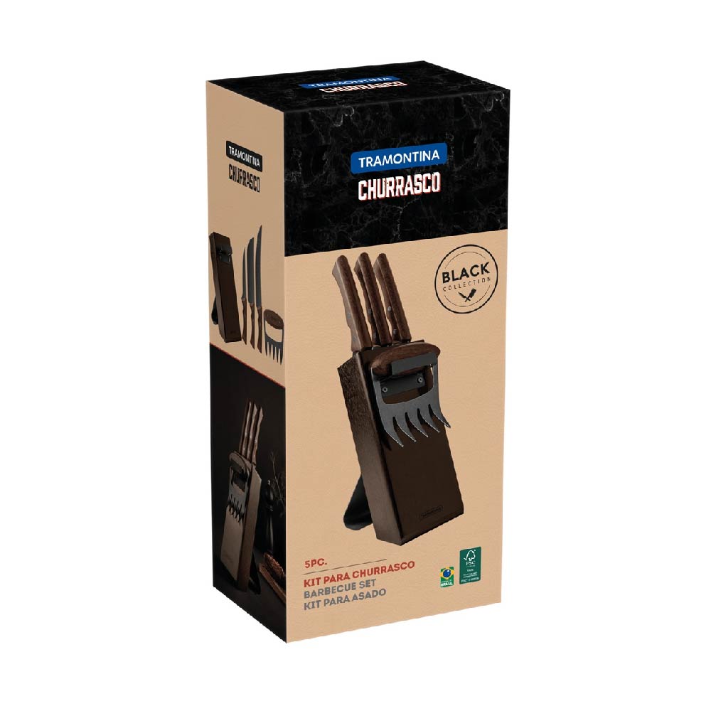 KIT PARA ASADO TRAMONTINA CHURRASCO  ACER INOX 5 PIEZAS - 2