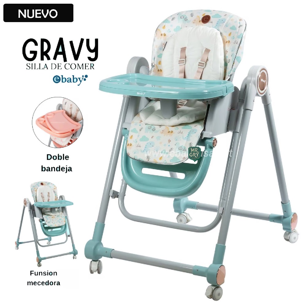 SILLA DE COMER PARA BEBE REGULABLE GRAVY VERDE - 1