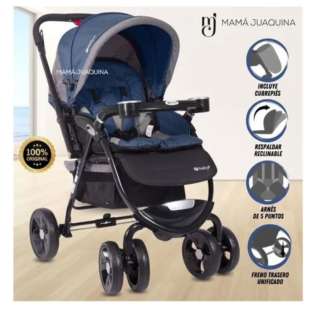 COCHE DE PASEO EBABY BORIS EB1144 AZUL - 1