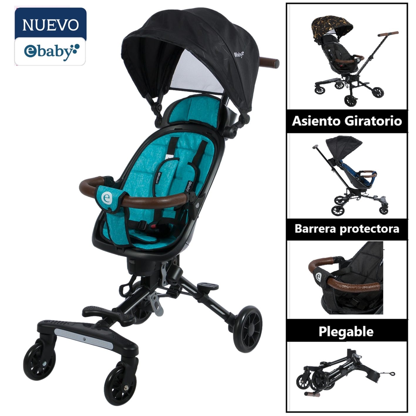 COCHE DE PASEO PLEGABLE GIRATORIO EBABY EASY TRAVEL VR - 1