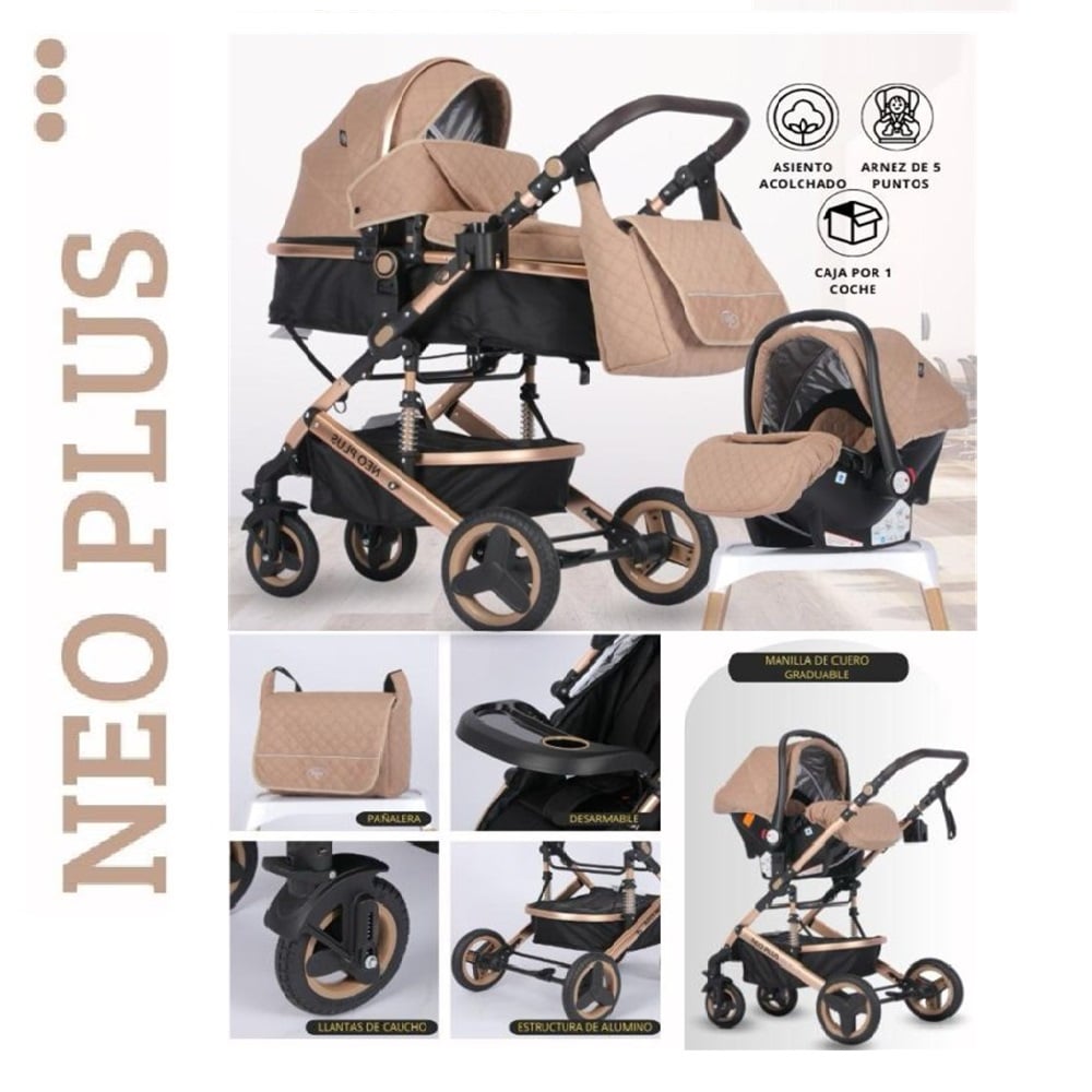 COCHES MOISÉS 4 EN 3 «NEO PLUS» CON PORTABEBÉ PAÑALERA - 1