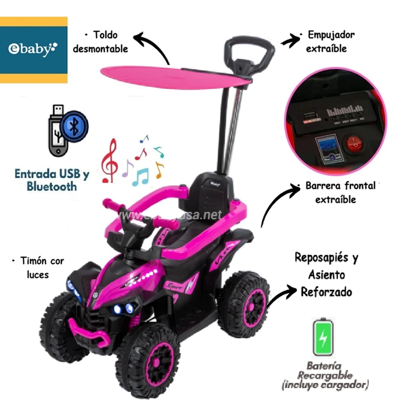 CUATRIMOTO CORRE PASILLOS 357W CON BATERIA  BLUETOOTH Y SONIDO - 1